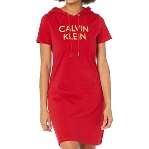 Calvin Klein Hoodie T-Shirt Dress - Green